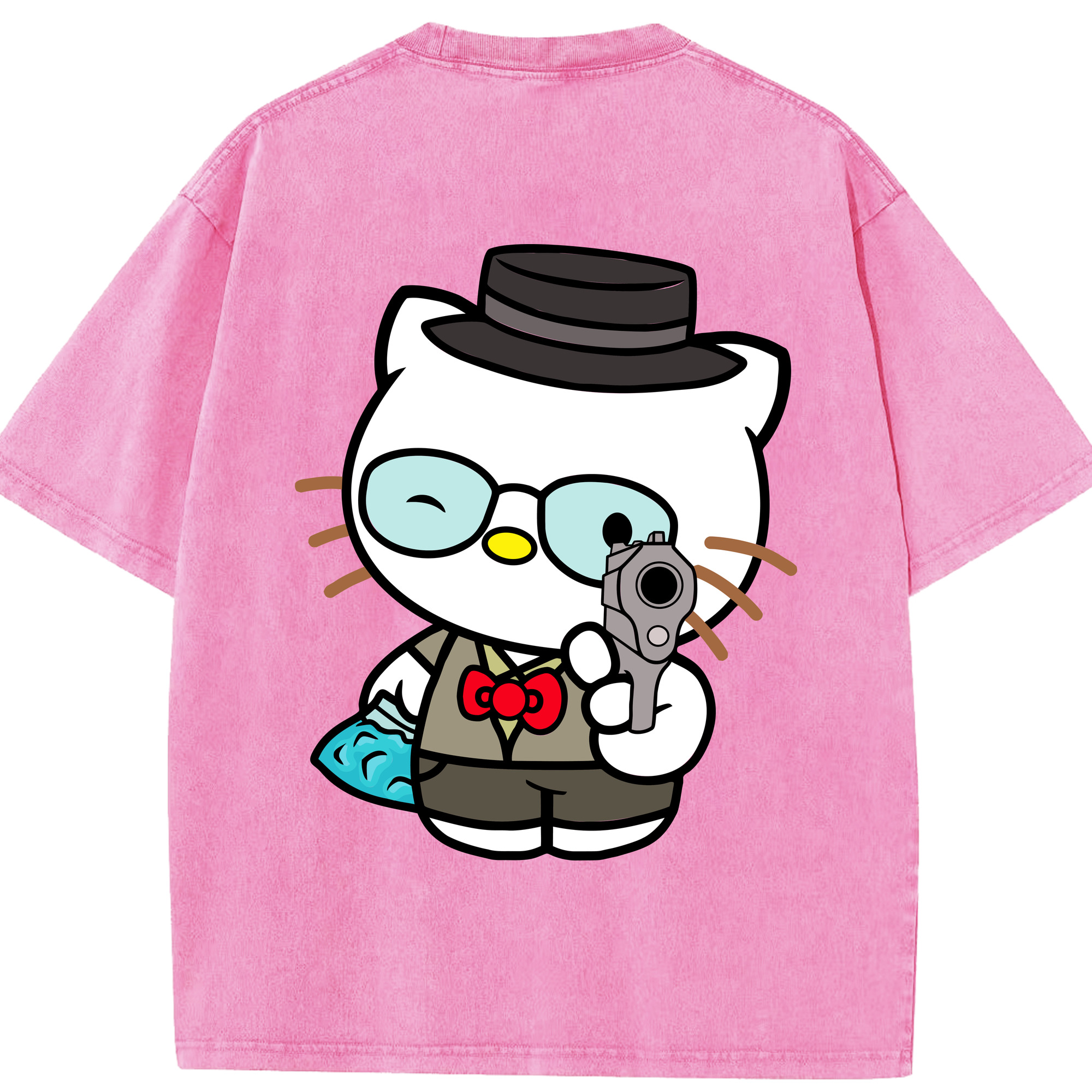 （画像用） Hello Kitty ハローキティ 綿100% ヴィンテージ風 半袖Tシャツ（背面プリント）